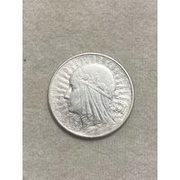 Польша 5 злотых 1934 год. Ядвига. Серебро 0.750