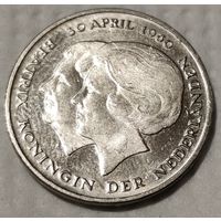 Нидерланды 1 гульден, 1980 Коронация Королевы Беатрикс (1-9-135)