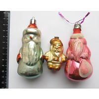 Все лоты с рубля.Елочные игрушки Дед Мороз ,3 шт.,СССР.