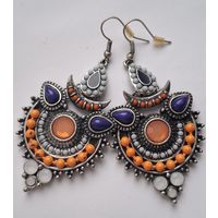 Крупные серьги в стиле этно. Мультиколор