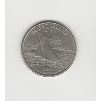 Квотер (25 центов) США "Штат Род Айленд" 2001 Р Лот 0587
