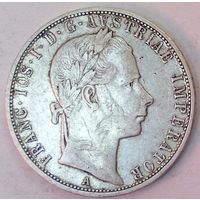 РАСПРОДАЖА!!! - АВСТРИЯ 1 флорин 1858 год "ФРАНЦ ИОСИФ I" (серебро)