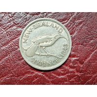 6 пенсов Новая Зеландия 1943 г.