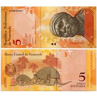 Венесуэла. 5 боливаров (образца 20.03.2007 года, P89a, UNC)