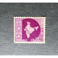 Марка Индия 1957 год Карта