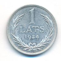 Латвия 1 лат 1924 г. Ag 0,835