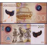 Никарагуа 200 Кордоба образца 2022 года UNC p213a серия АА