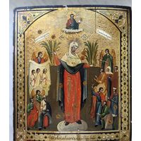 Икона Божией Матери Скорбящая, с грошиками. 19 век, шикарная! С рубля!