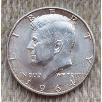 США 1/2 доллара 1964 года, D, AU. Джон Фицджералд Кеннеди. Серебро! Предложи свою цену или обмен!