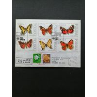 Польша 1991 Конверт с полной серией марок "Всемирная филателистическая выставка "PHILANIPPON-91" в Токио. Собрание бабочек мира в Польской академии наук" (спецгашение) Mi.3343-3348 каталог 3.00 евро