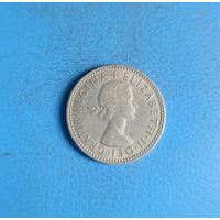 Великобритания 1 шиллинг 1963 год Елизавета Английские львы на щите