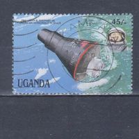 [236] Уганда 1987. Космос США.Первый астронавт. Гашеная марка.