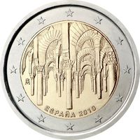 2 евро 2010 Испания Исторический центр города Кордова UNC из ролла