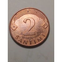 2 сантима Латвия 2000 год.