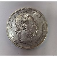 Флорин 1878 Австро-Венгрия. Лучистый Франц Иосиф! Серебро 19 века!