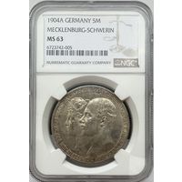 5 марок 1904 А. Мекленбург-Шверин. NGC MC 63