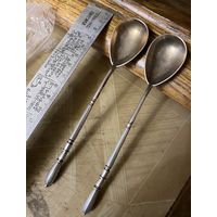 Две парные чайные царских ложки 84 пробы (50 г) с годом, по лому практически