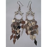 Объемные серьги с подвесками "Голуби"