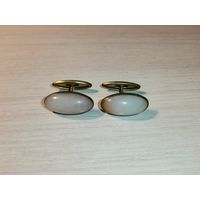 Запонки с вставками из натурального камня, клеймо РС 5 М.