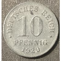 Монета 10 пфеннигов 1920 год. Веймарская республика .
