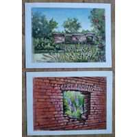 Щорсы. Мураванка. Смешанная техника Студенческая работа. 2 шт. 17.5х23 см. Цена за 1