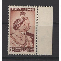 Теркс и Кайкос 1948 ** Свадьба, марка из серии (SG 208) с правым полем