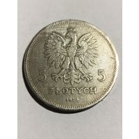 5 злотых 1928 год Ника, Польша