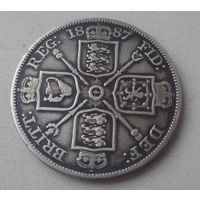 Великобритания 1 Двойной Флорин 1887 год. Королева Виктория.