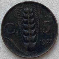 Италия 5 чентезимо 1921 г.