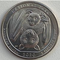 США 25 центов (квотер) 2020 г. P. Национальный парк Американского Самоа