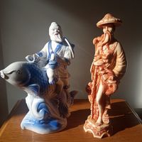 Большие Статуэтки Фигурки Фарфор Керамика Пушкин Девы Девушки Люди Дева Человек Птицелов Хоттей Восток Китай Китаец Рыбак Рыба Сом