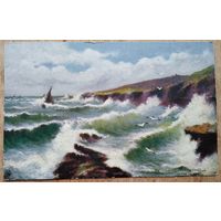 Старинная английская открытка. Побережье Корнуолла у мыса Лизард. 1900-10 г. Подписана.