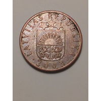 1 сантим Латвия 2003 год.