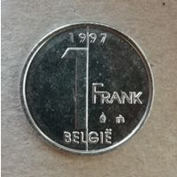 Бельгия 1 франк 1997 год, надпись на голландском - 'BELGIE, KM# 188   ю