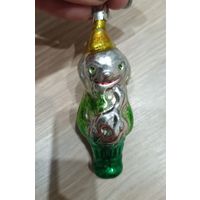 Елочные игрушки стекло, гном с гитарой  из Белоснежки, гномик, редкий