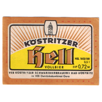 Этикетка пива Kostritzer Hell Германия П791