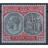 183.BrK. Великобритания. Колонии. Сент Китс и Невис. Георг V. 1921 г.  2,6Sh. Mi.#50.