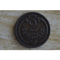 Австрия 2 геллера 1897 с 1 руб
