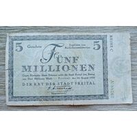 Werty71 Германия 5000000 (5 миллионов) марок 1923 банкнота 5 000 000 Фрайталь редкая ГРОССГЕЛЬД