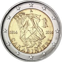 2 евро 2014 Италия Карабинеры UNC из ролла