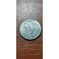 США Штаты и территории 25 центов (квотер) Мичиган 2004