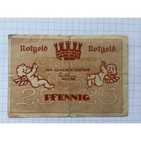 25 пфеннингов (нотгельды) 1921 г. Германия.