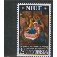 Полная серия из 1 марки 1967г. Ниуэ "Рождество. Никола Пуссен "Поклонение пастухов"
