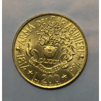 Италия 200 лир 1994 180 лет карабинерам