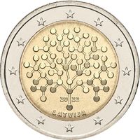 2 евро 2022 Латвия Финансовая грамотность UNC из ролла