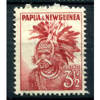 Британские колонии - Папуа Новая Гвинея - 1952/60г. - ландшафты, виды, местные мотивы, 3 1/2 P, кр - 1 марка - MH с пятнами на лицевой стороне [Mi 6]. #3-WB-90-A-1