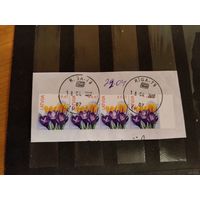 2014 Латвия флора цветы Мих 883 оценка 4 евро на вырезке с четким гашением (5-6)