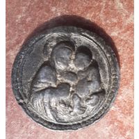 Медальон , икона двусторонняя БМ Одигитрия /коронование БМ из старой шкатулки. .