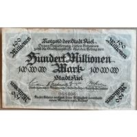 Германия 100 миллионов марок город Киль (Kiel), нотгельды, специальный городской выпуск