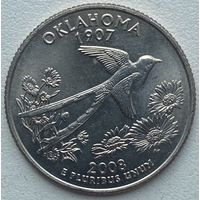 США 25 центов (квотер) 2008 г. D. Оклахома